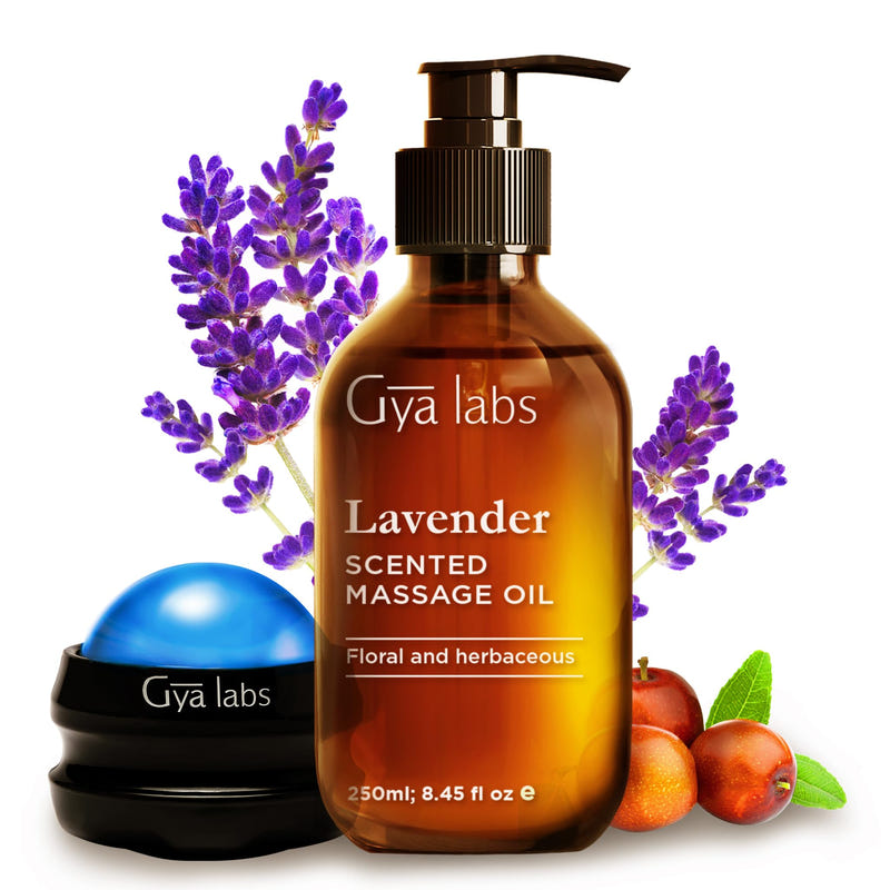 Lavender Relaxation Massage Oil with Massage Roller Ball 8.45 Fl Oz