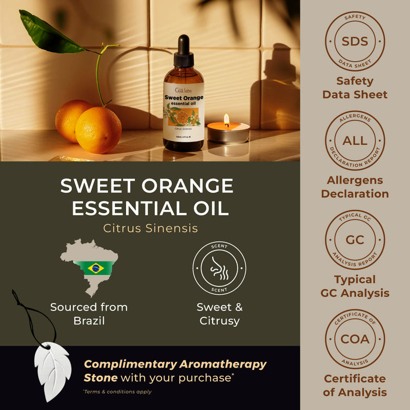 Orange Essential Oil with Aromatherapy Stone 4 Fl Oz
