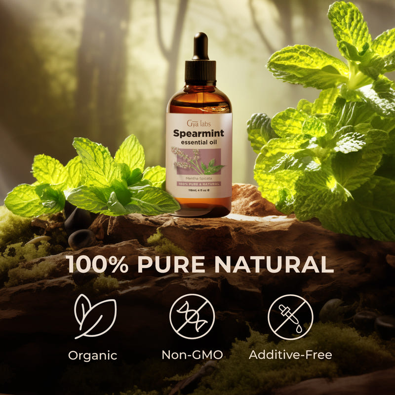 Spearmint Essential Oil with Aromatherapy Stone 4 Fl Oz