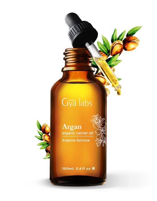 organic argan carrier plant with argan oil bottle