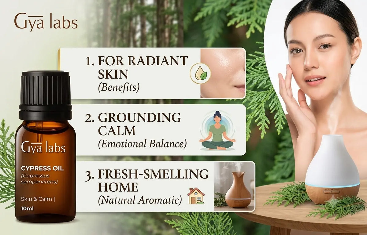 Cypress Oil Benefits for Skin, Grounding Calm & a Fresh-Smelling Home | GyaLabs