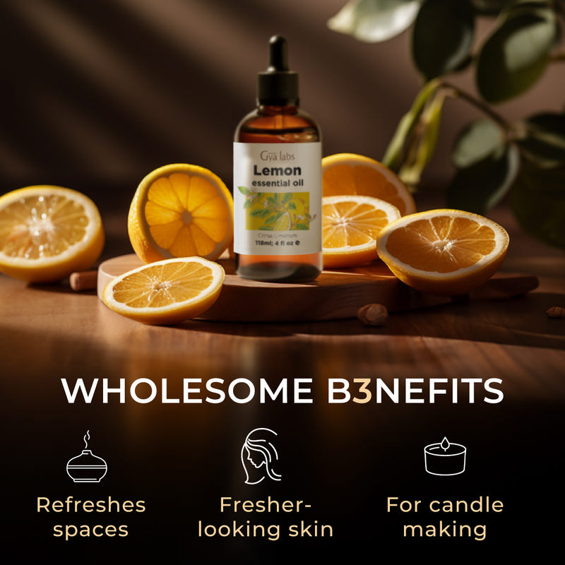 Lemon Essential Oil with Aromatherapy Stone 4 Fl Oz