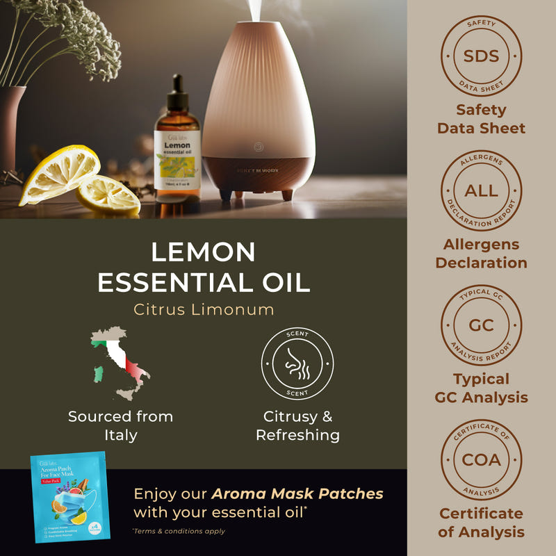 Lemon Essential Oil with Aromatherapy Stone 4 Fl Oz