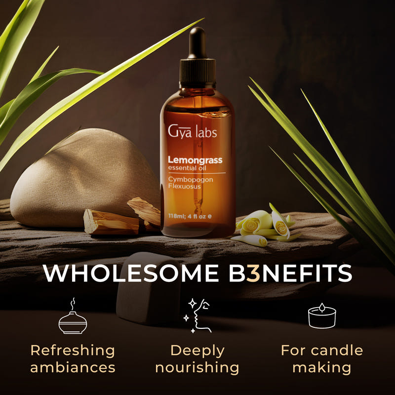 Lemongrass Essential Oil with Aromatherapy Stone 4 Fl Oz