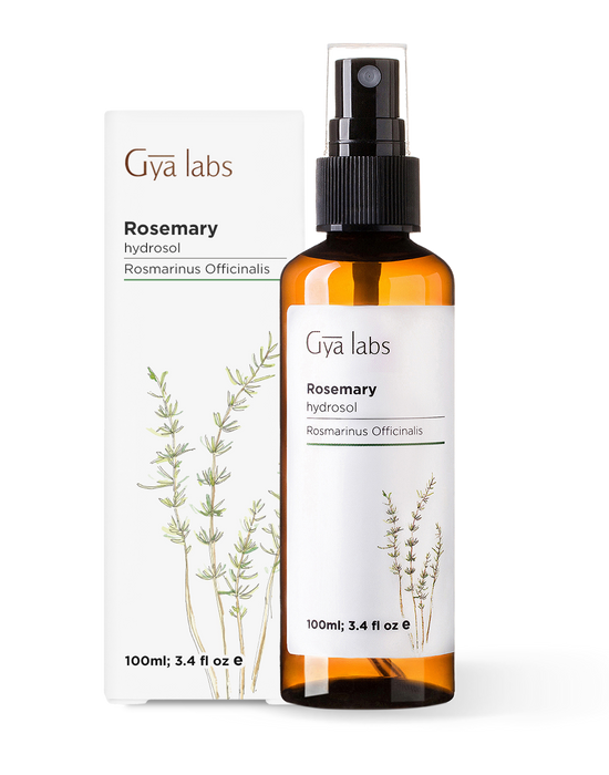 rosemary hydrosol essential oil sealed bottle with black cap outside white box