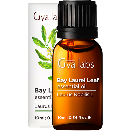 bay leaf essential oil sealed bottle with black cap outside white box