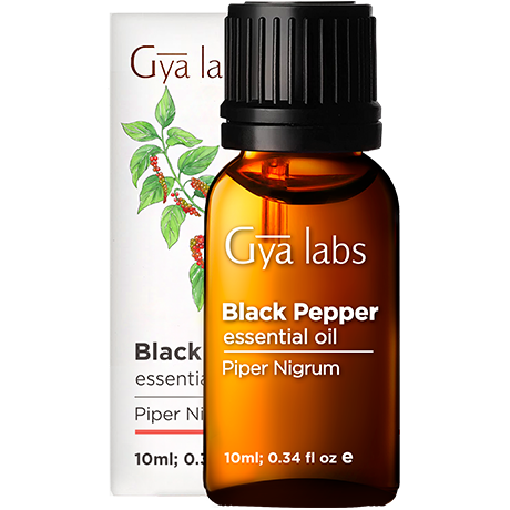 black pepper essential oil sealed bottle with black cap outside white box