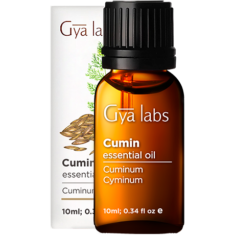 cumin essential oil sealed bottle with black cap outside white box