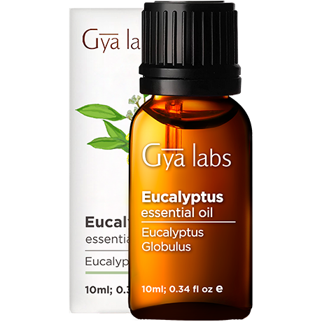 eucalyptus essential oil sealed bottle with black cap outside white box