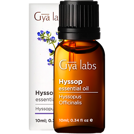 hyssop essential oil sealed bottle with black cap outside white box