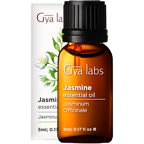 jasmine essential oil sealed bottle with black cap outside white box