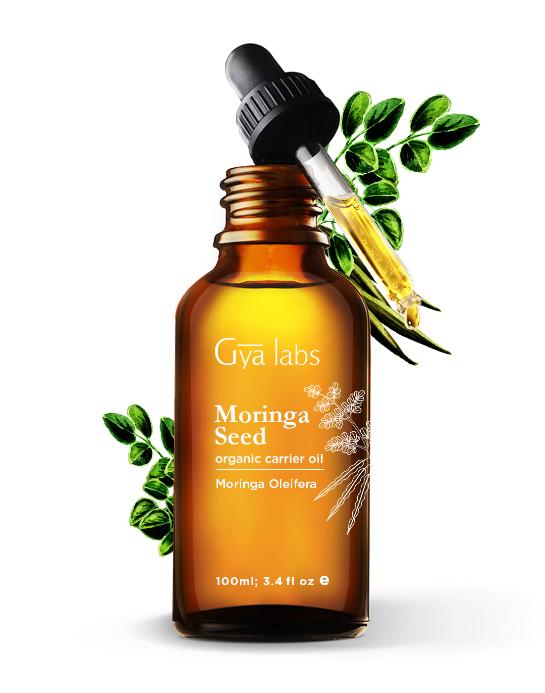 organic moringa carrier seed oil from that dropper filled half outside the bottle