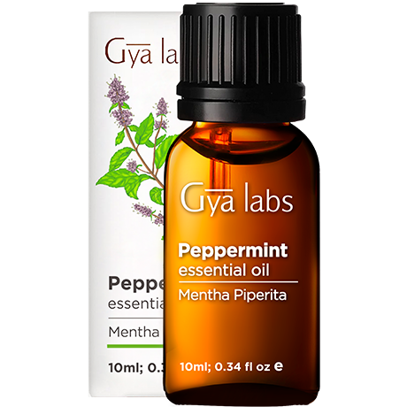 peppermint essential oil sealed bottle with black cap outside white box